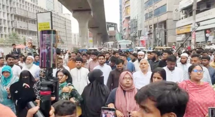 নাসীরুদ্দীন পাটওয়ারীর ওপর হামলার প্রতিবাদে এনসিপির বিক্ষোভ মিছিল